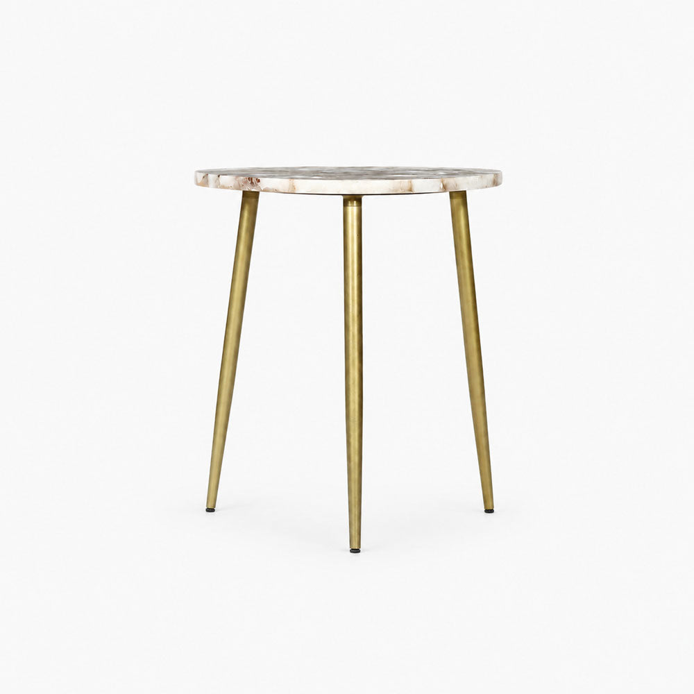 Corin Agate Side Table | White