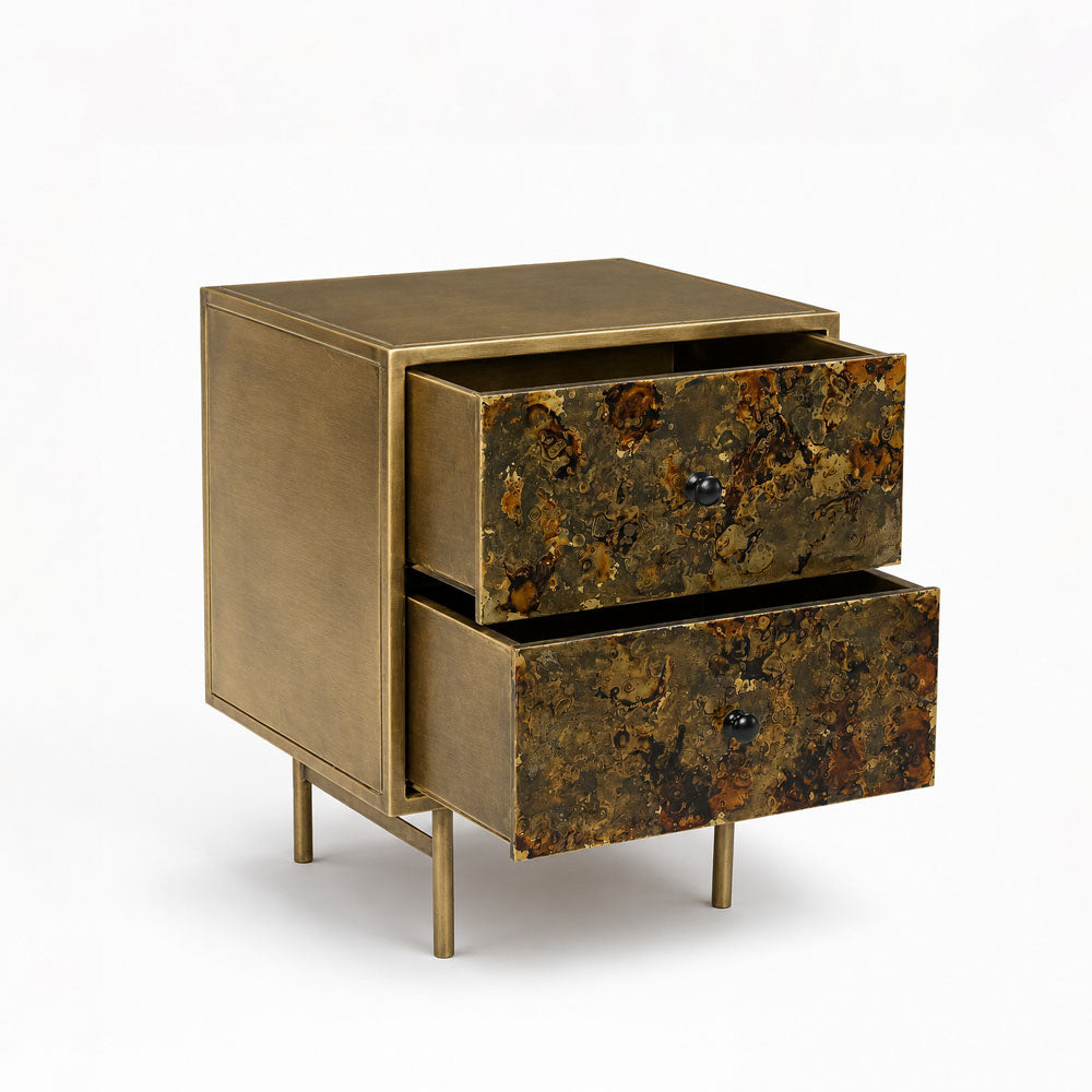Luna Iron Bedside Table | Gold | Drawer Iron Bedside Table