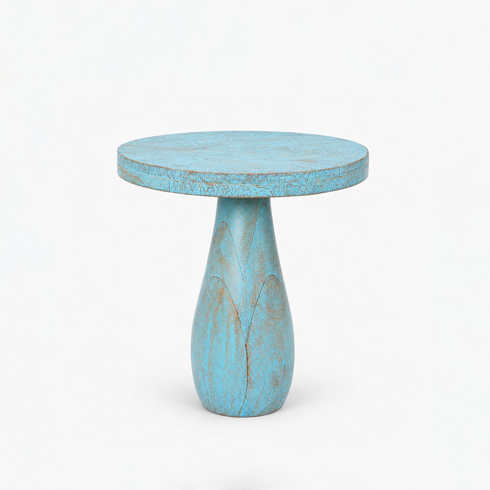 Amos Mango Wood Side Table | Blue Wash