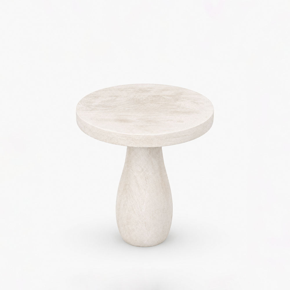 Fern Acacia Wood Side Table | White