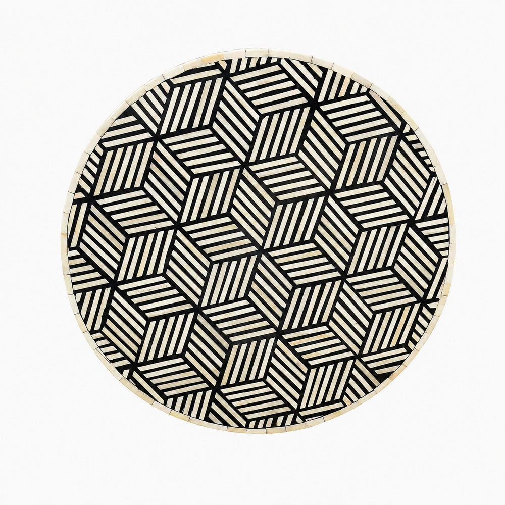 Brea Bone Inlay Side Table | Black