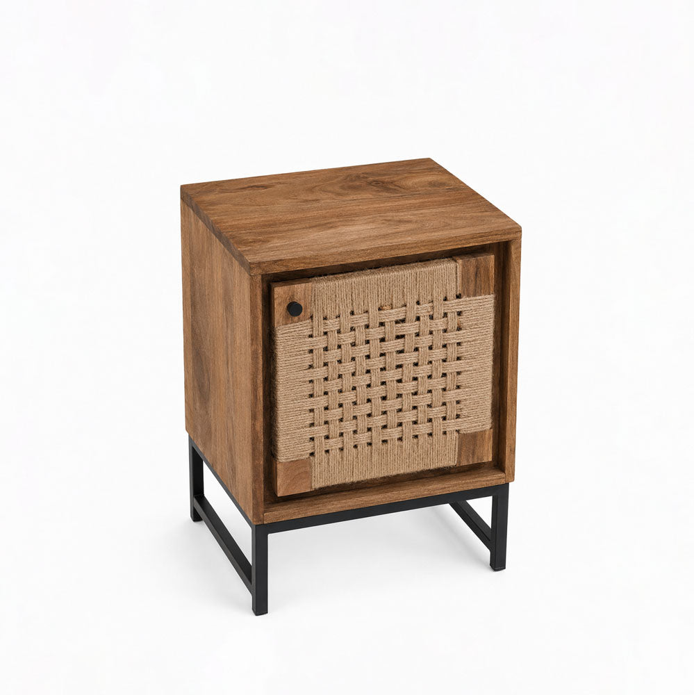 Roxana Mango Wood Side Table | Brown | Jute Side Table