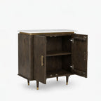 Celine Mango Wood Cabinet | Walnut | Door Marble Top Cabinet