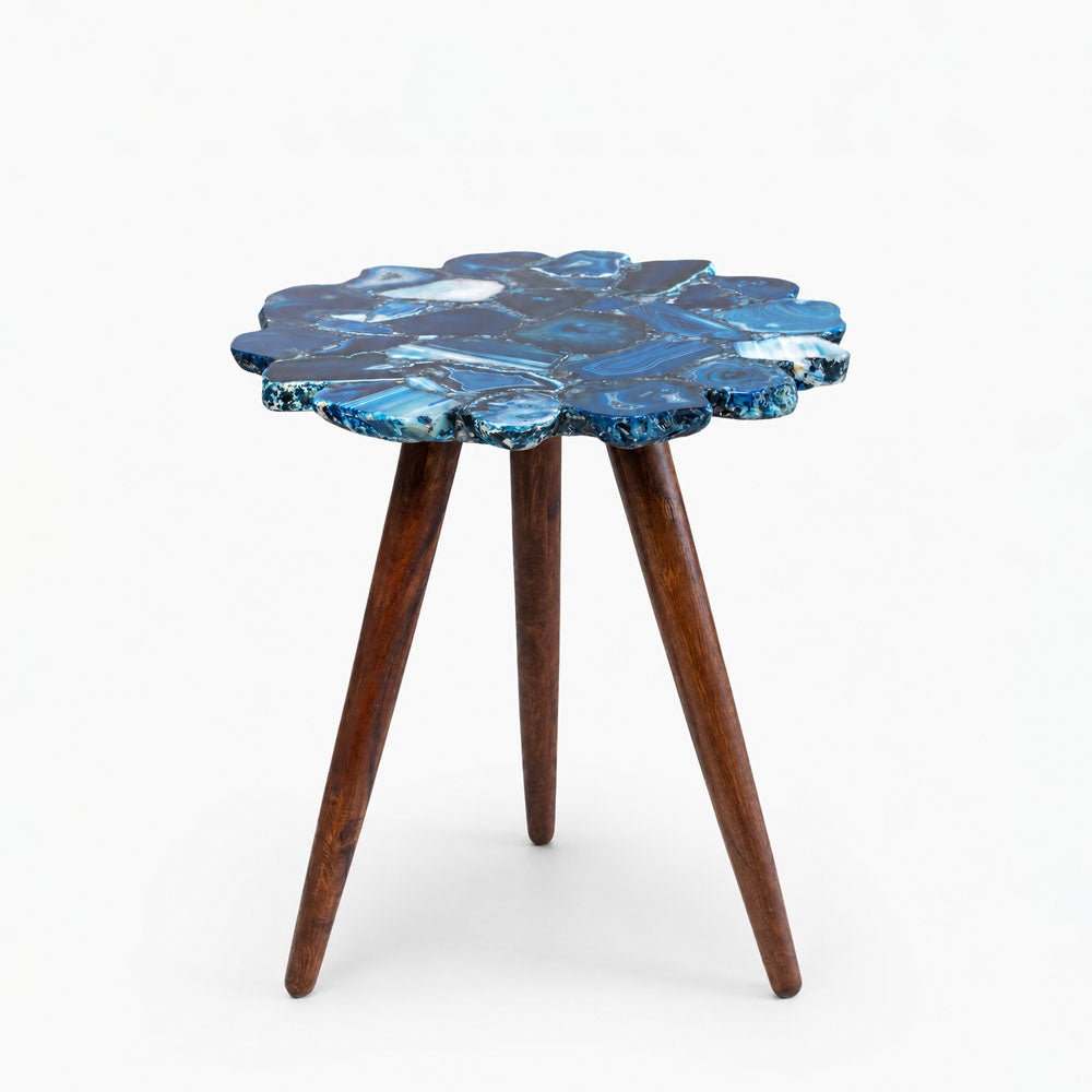 Tom Acacia Wood Side Table | Blue