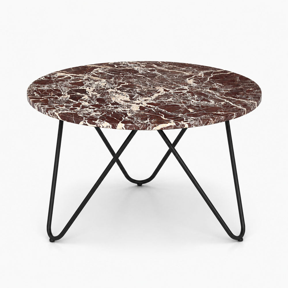 Edgar Marble Coffee Table | Red Lavante | Black Base