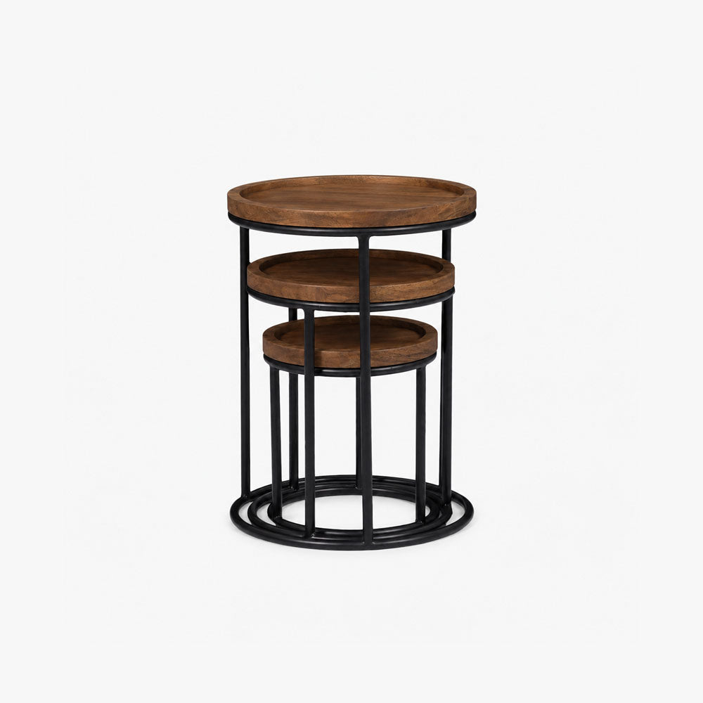 Milo Mango Wood Side Table | Set of 3 | Brown