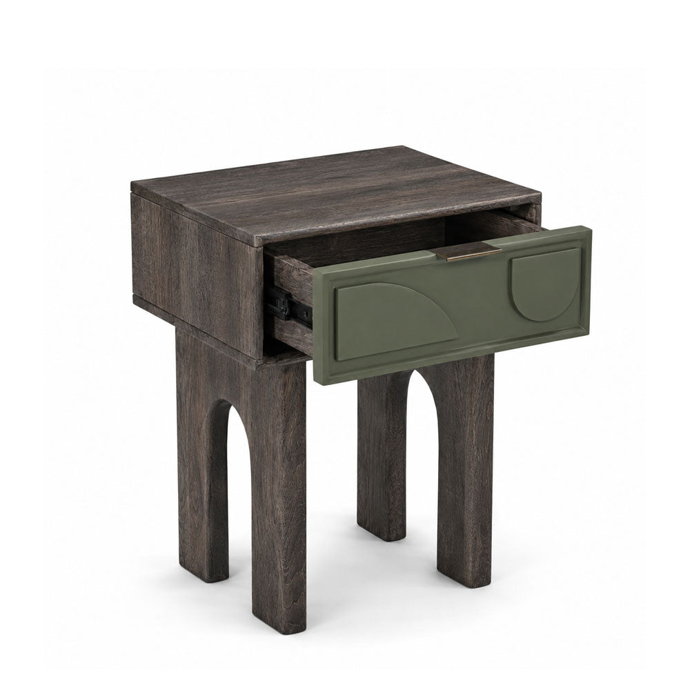 Moss Mango Wood Bedside Table | Walnut