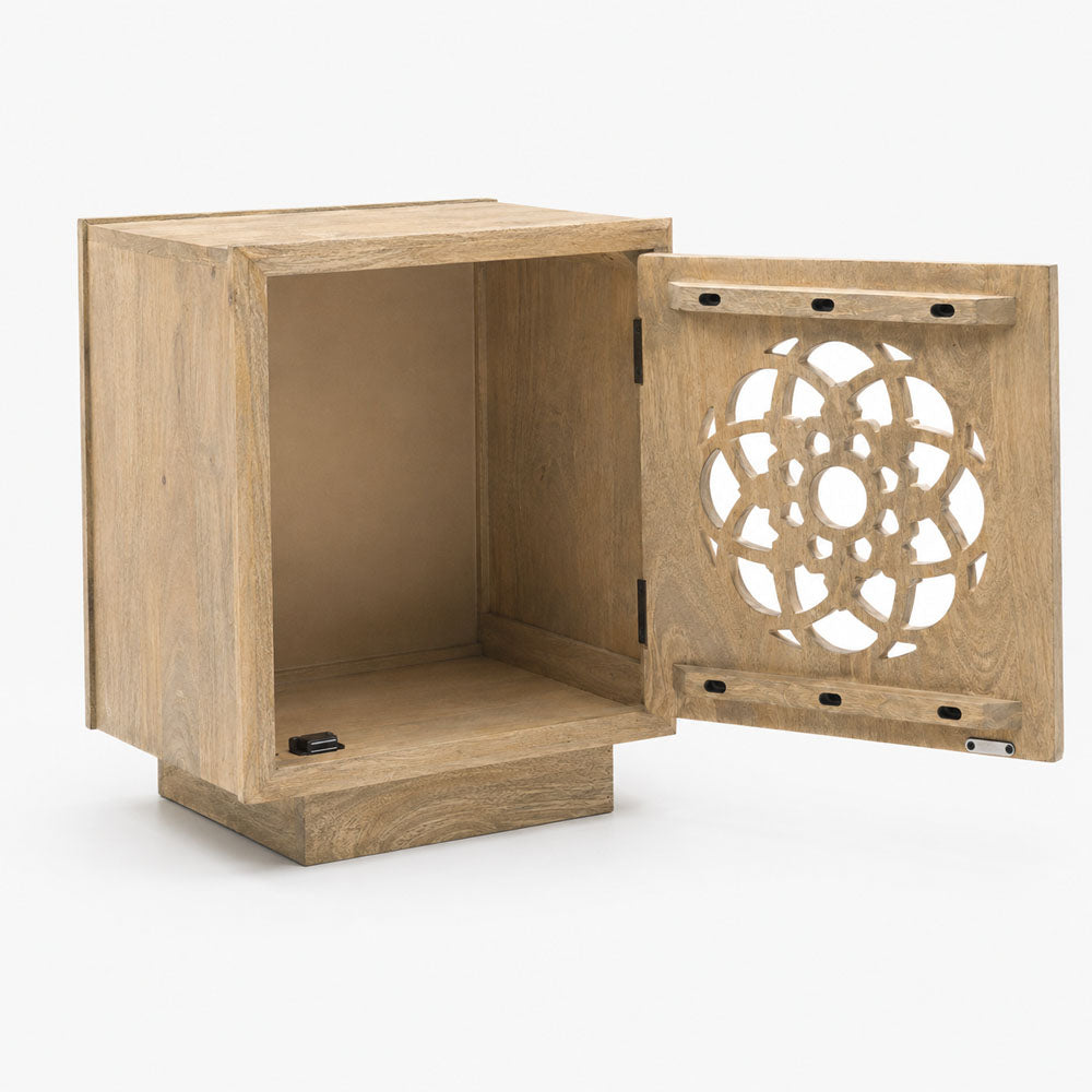 Serenity Mango Wood Bedside Table | Natural