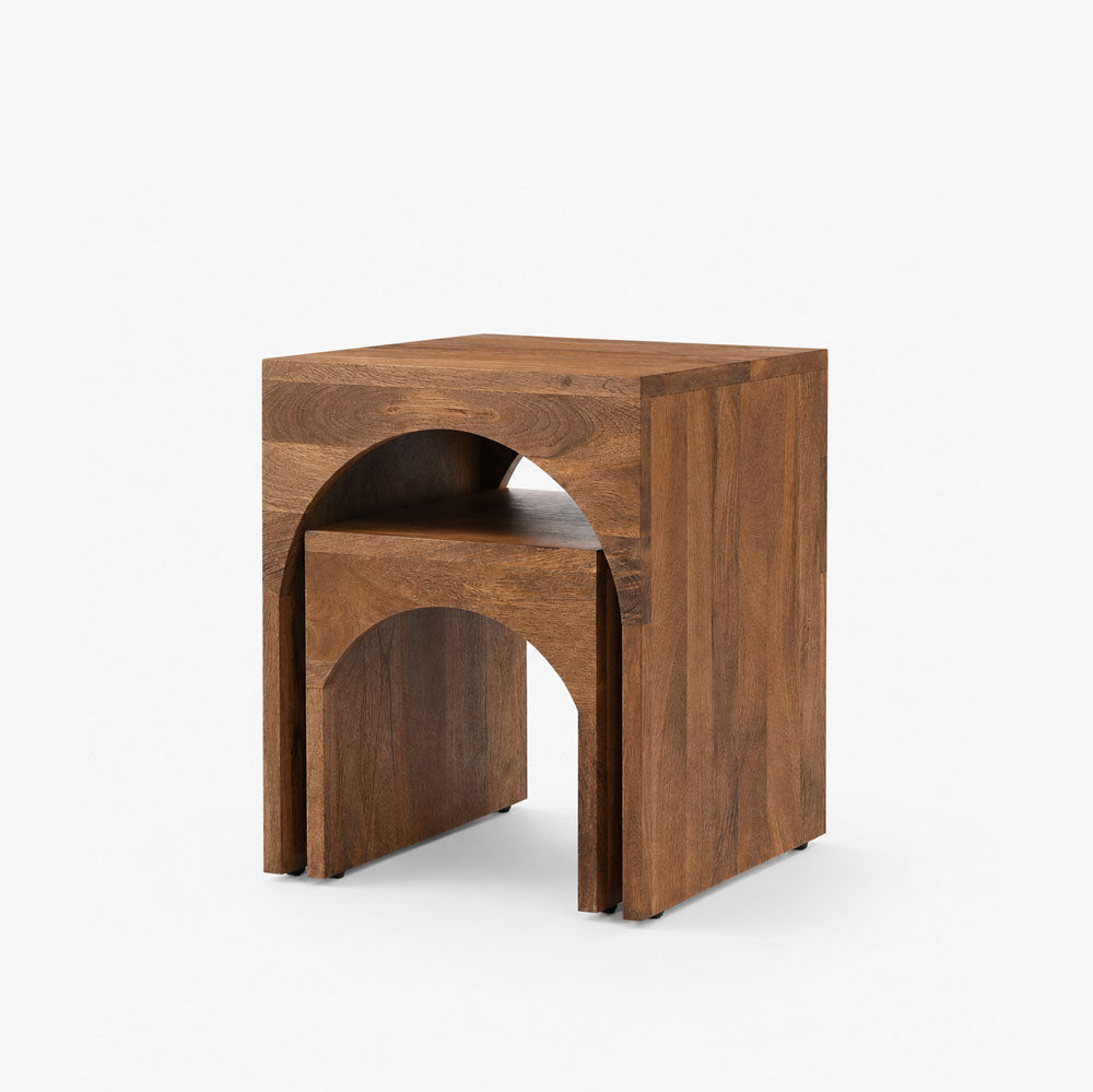 Sam Mango Wood Side Table | Set of 2 | Brown