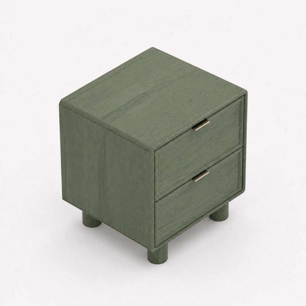 Aurelia Mango Wood Bedside Table | Green | Light Wood