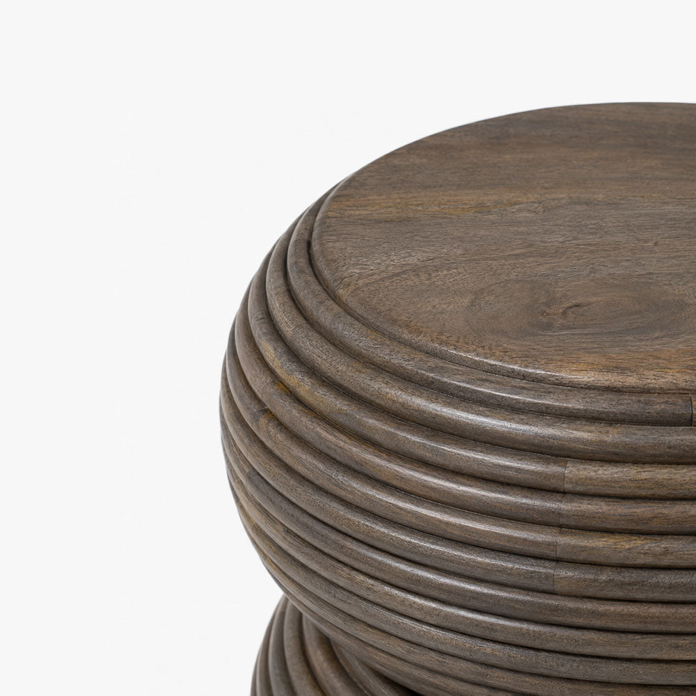 Lyra Acacia Wood Side Table | Shaped Wooden | Walnut