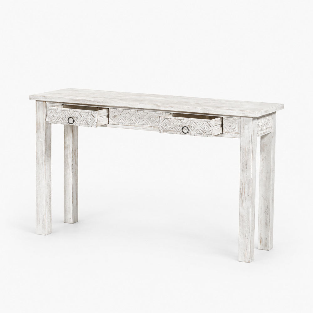 Elina Mango Wood Console Table | White