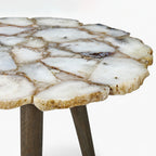 Tom Acacia Wood Side Table | White