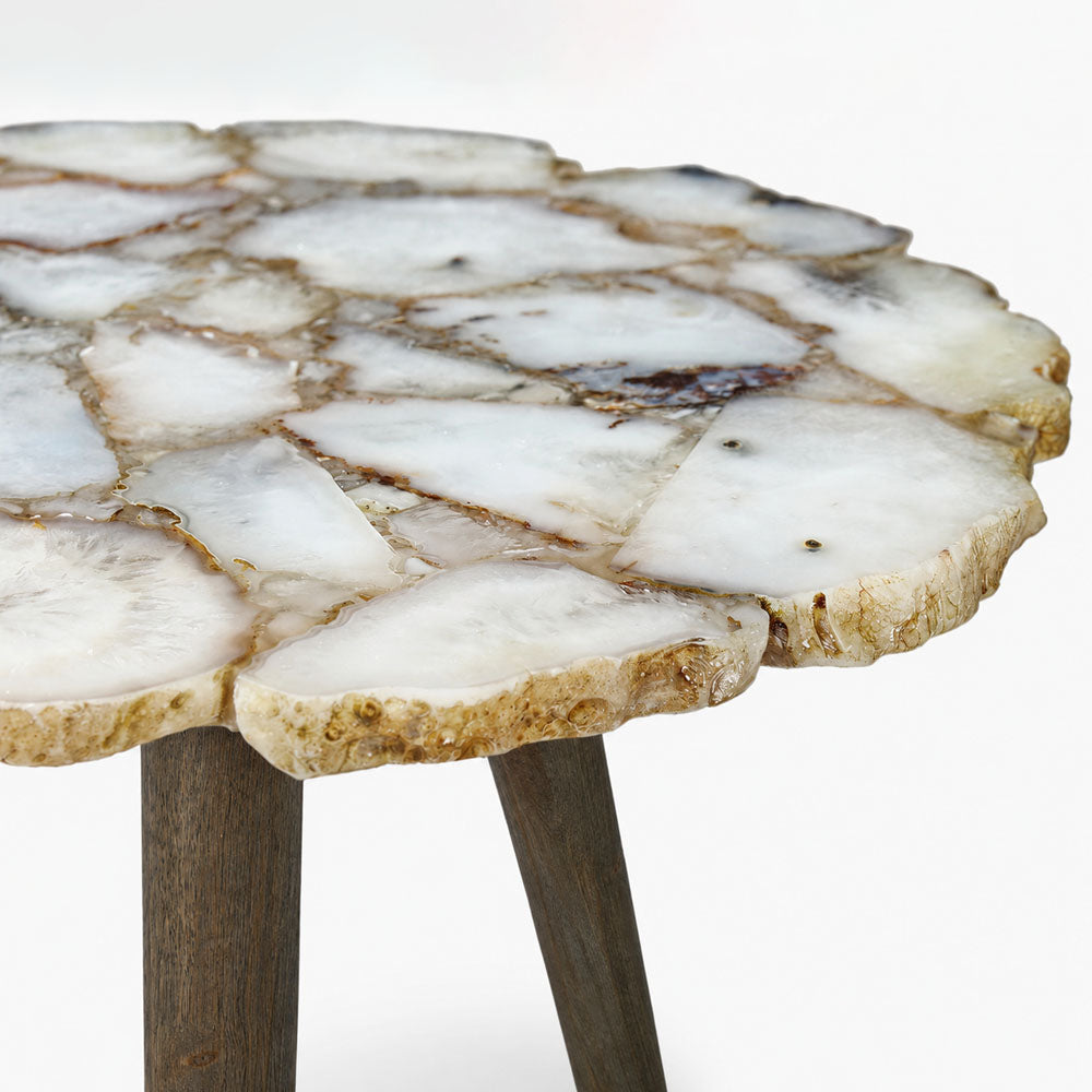 Tom Acacia Wood Side Table | White