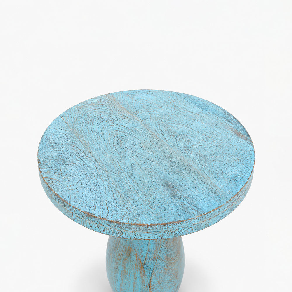 Amos Mango Wood Side Table | Blue Wash