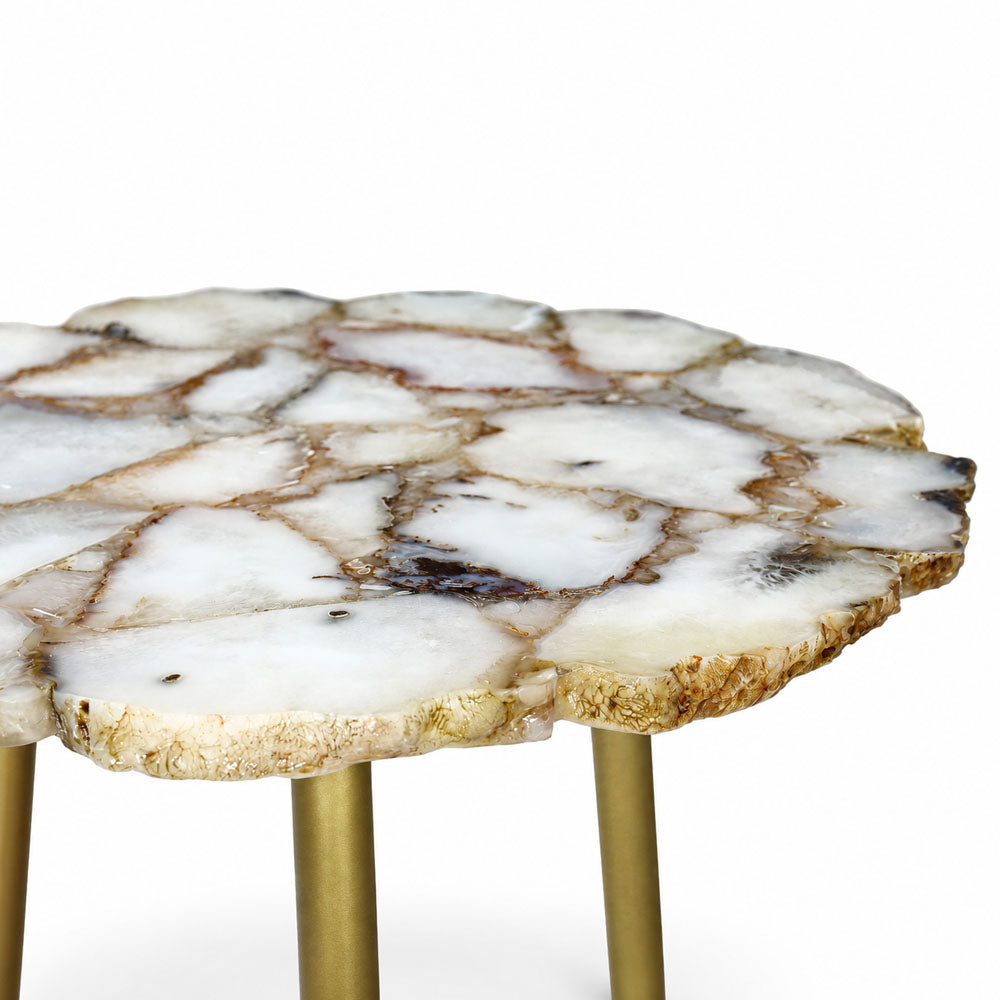 Dante Agate Side Table | Pearl - White