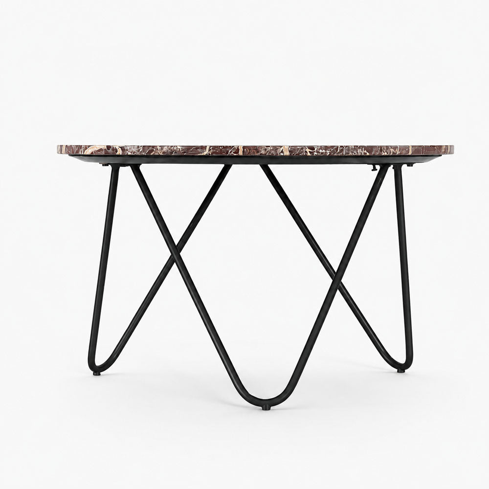 Edgar Marble Coffee Table | Red Lavante | Black Base