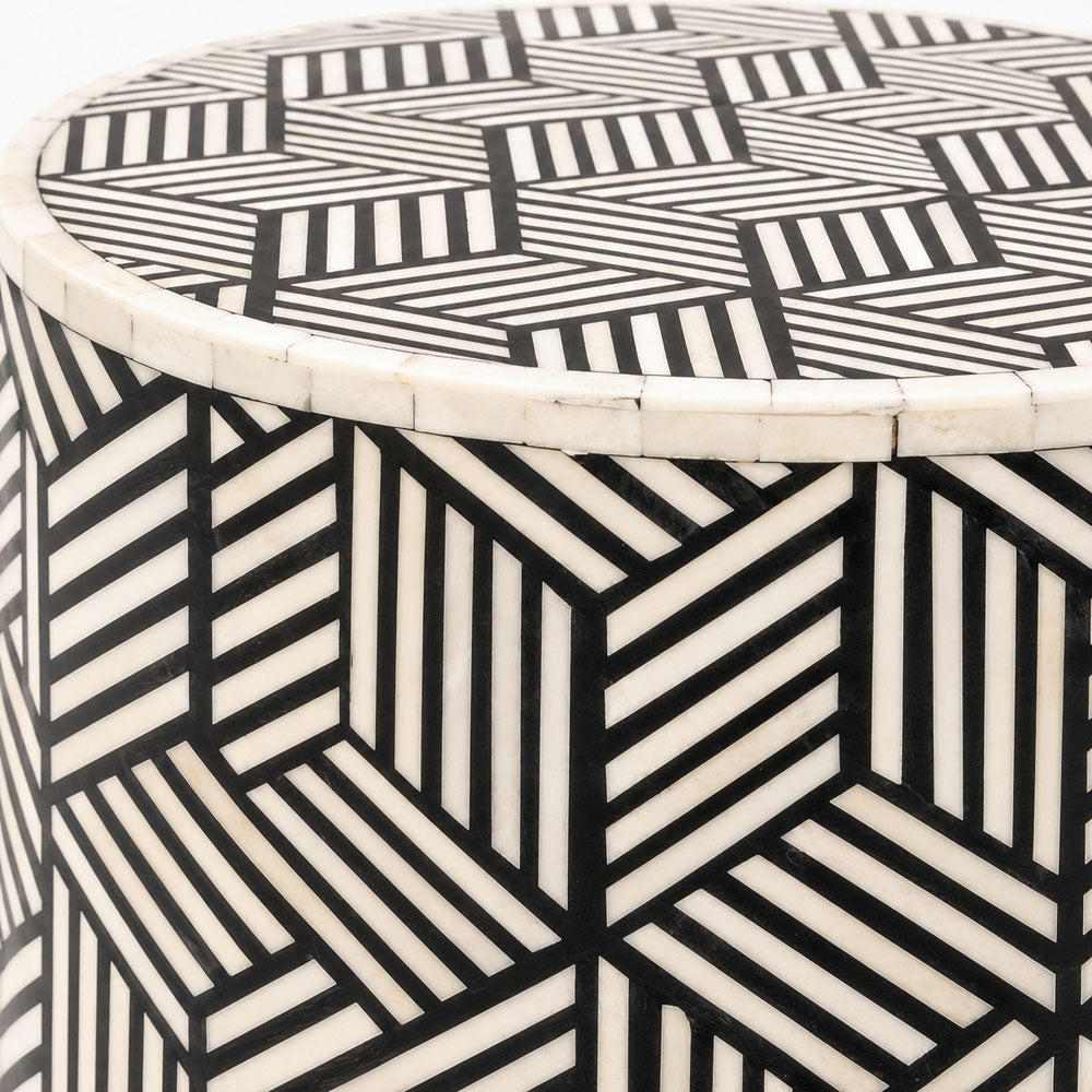Brea Bone Inlay Side Table | Black