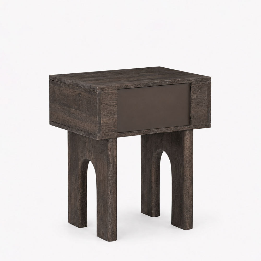 Moss Mango Wood Bedside Table | Walnut