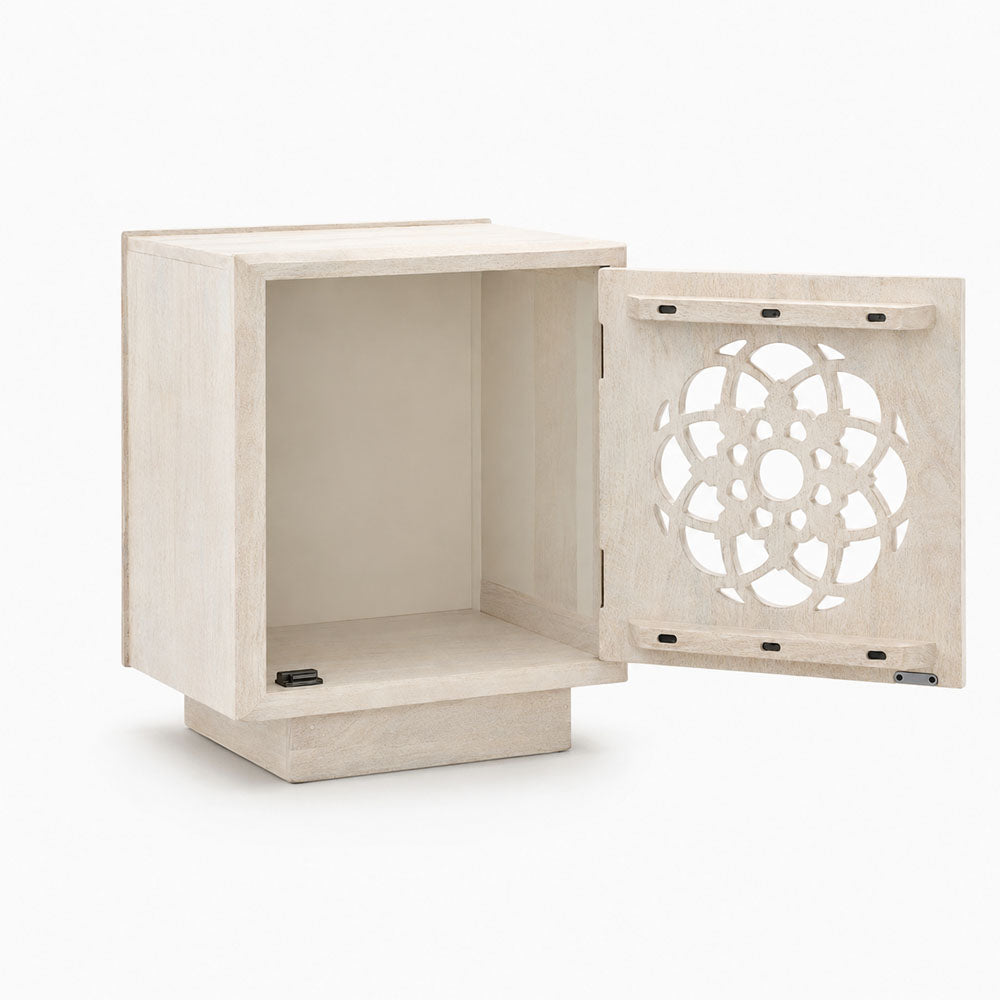 Serenity Mango Wood Bedside Table | White