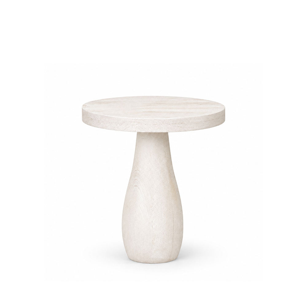 Fern Acacia Wood Side Table | White