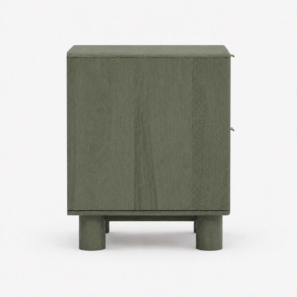 Aurelia Mango Wood Bedside Table | Green | Light Wood