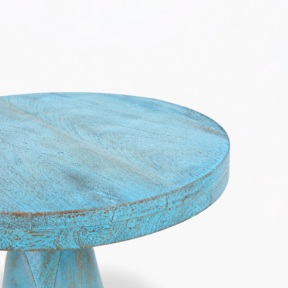 Amos Mango Wood Side Table | Blue Wash