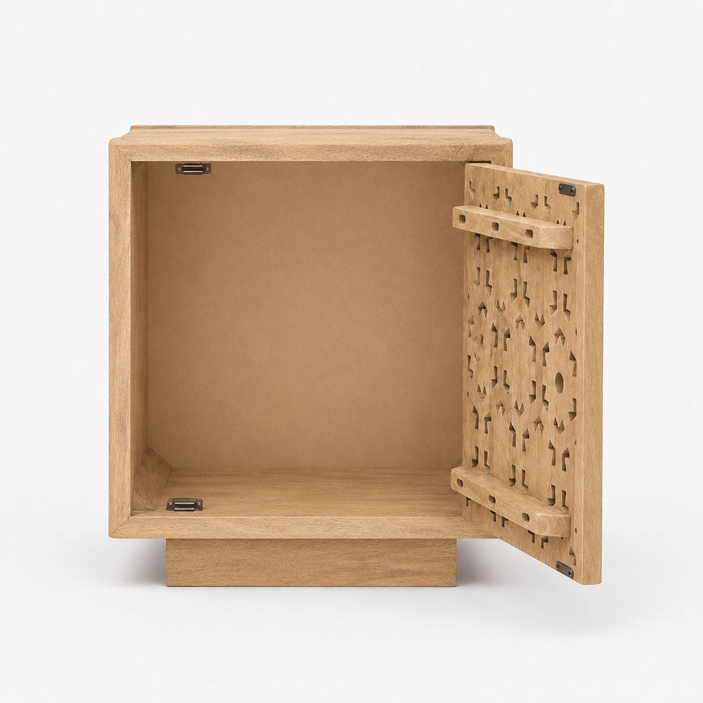 Nyla Mango Wood Bedside Table | Natural