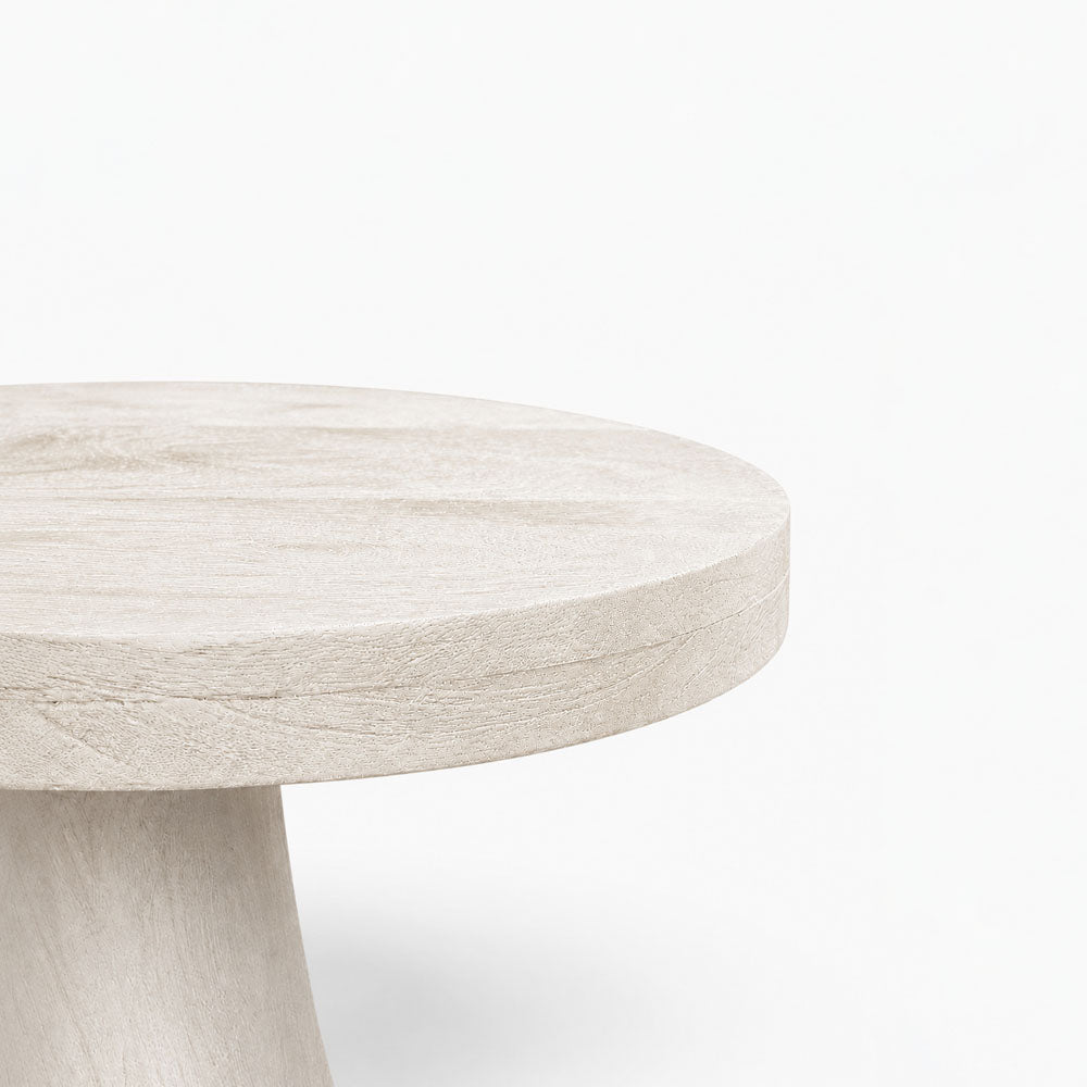 Fern Acacia Wood Side Table | White
