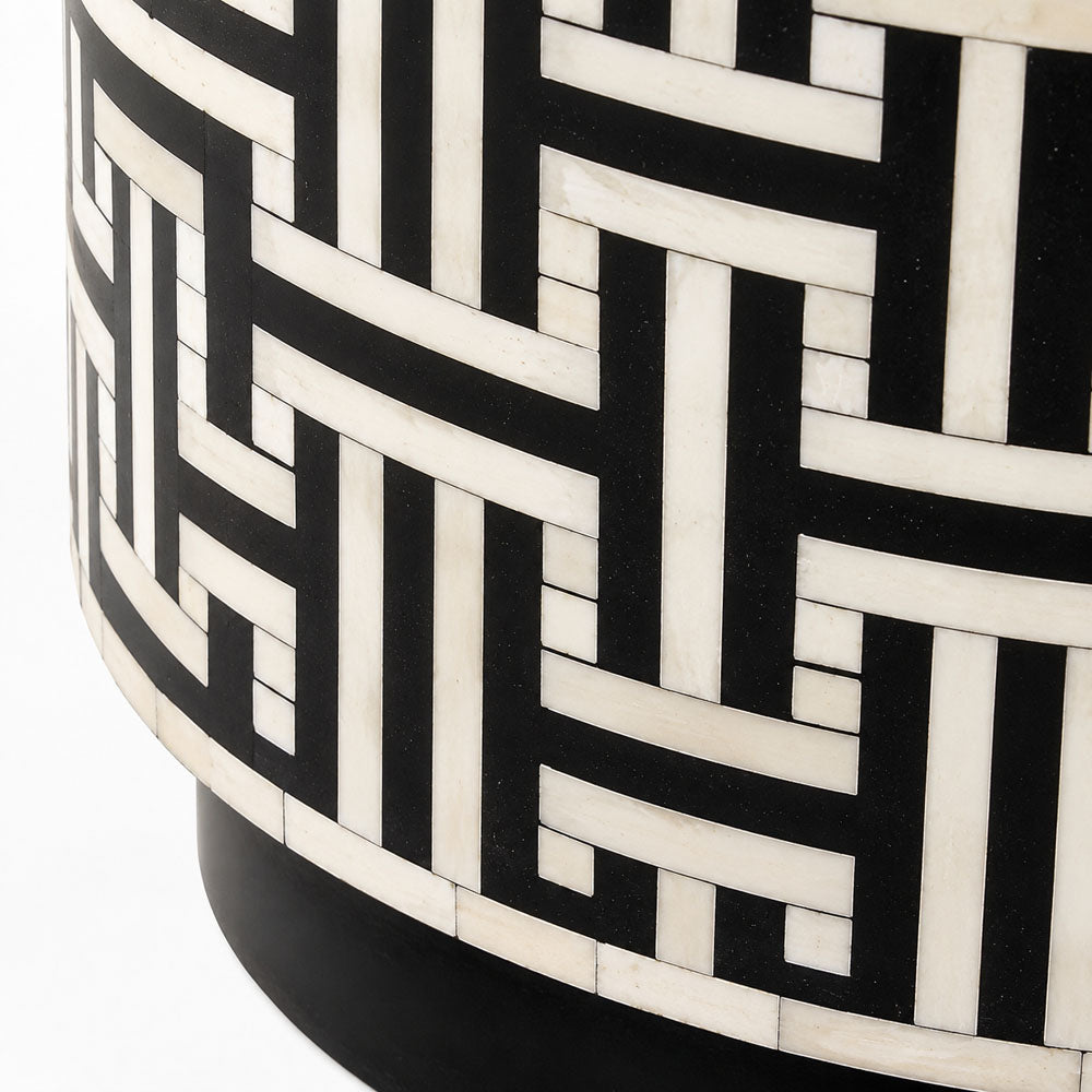 Ivy Bone Inlay Side Table | Black