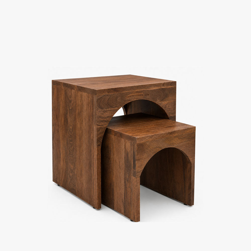 Sam Mango Wood Side Table | Set of 2 | Brown
