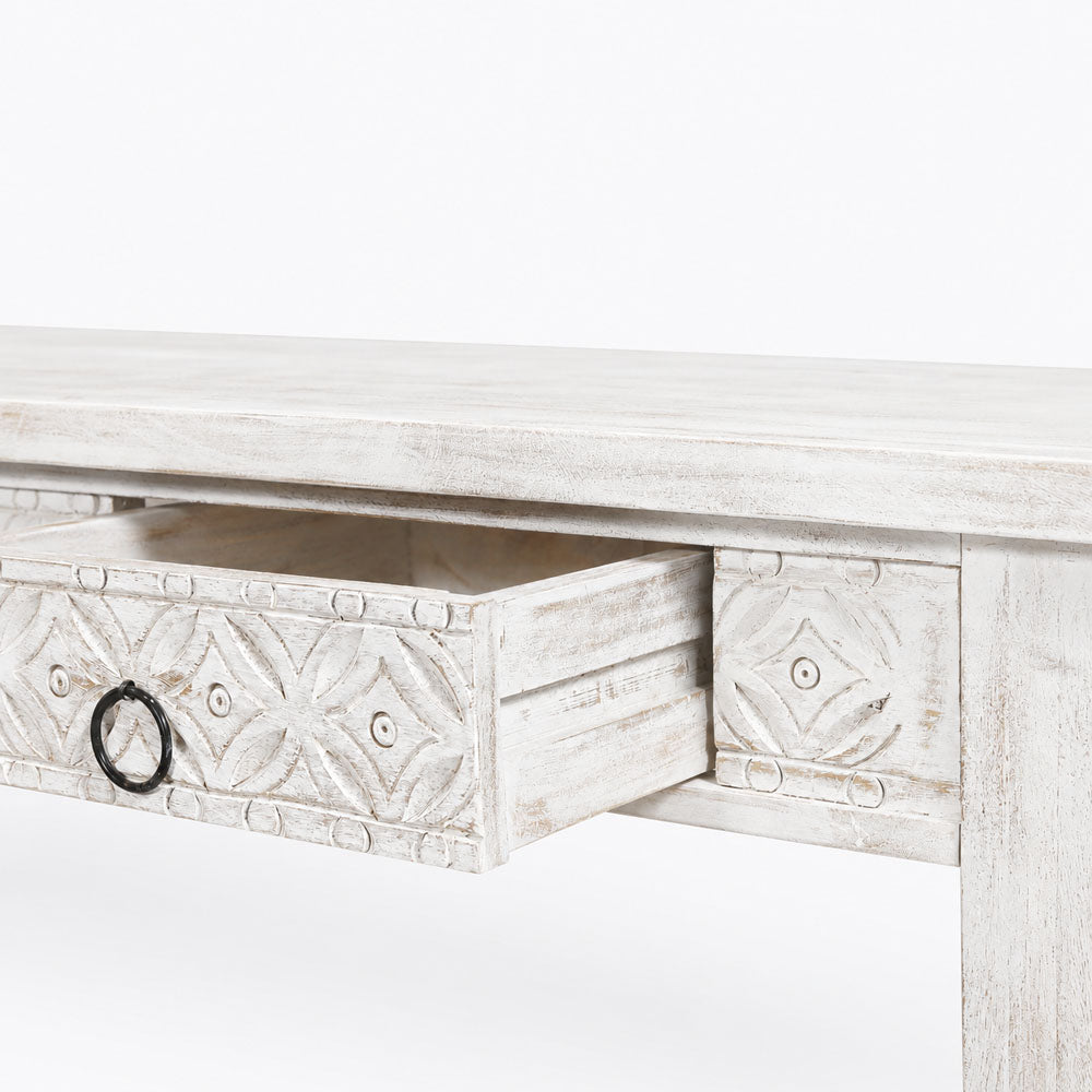 Elina Mango Wood Console Table | White