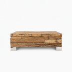 Caleb Reclaimed Wood Coffee Table | Natural | With Glass Top