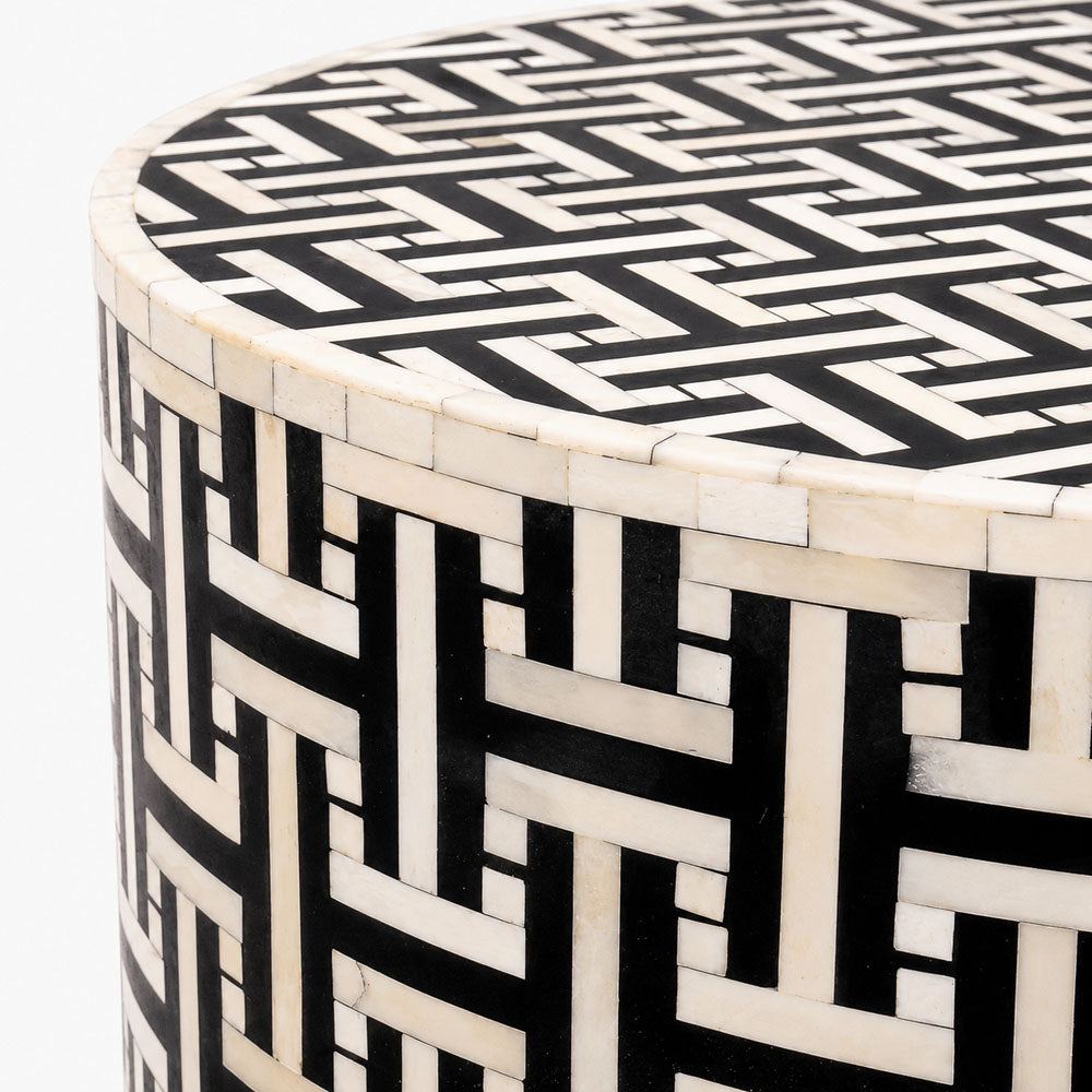Ivy Bone Inlay Side Table | Black