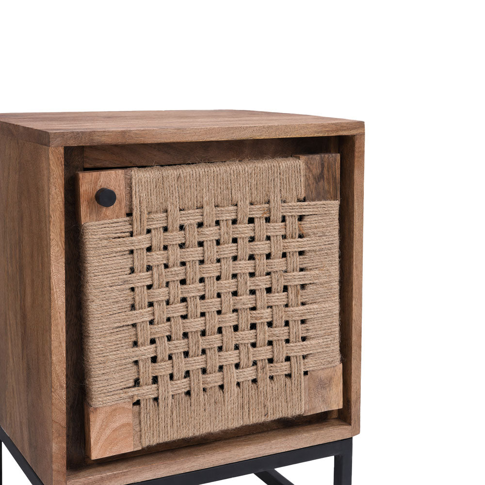 Roxana Mango Wood Side Table | Brown | Jute Side Table