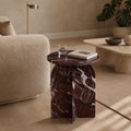 Clark Solid Marble Side Table - Elegant End Table with Natural Veining