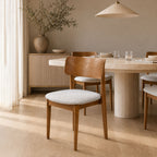 Naomi Upholstered Honey Polyester Dining Chair with Teak-Finished Rubberwood Legs (Set of 2)