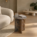 Clark Solid Marble Side Table - Unique Natural Pattern Accent Table