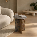 Clark Solid Marble Side Table - Unique Natural Pattern Accent Table