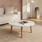 Eilidh Mango Wood and Black Marble Sculptural Coffee Table