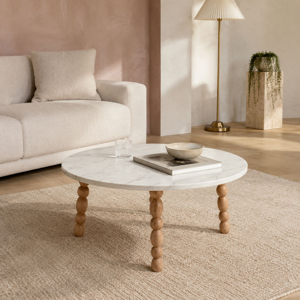 Eilidh Mango Wood and Black Marble Sculptural Coffee Table