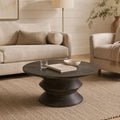 Sunna Totemic Acacia Wood Round Coffee Table in Walnut Finish