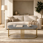 Mia Geometric Bone Inlay Coffee Table with Gold Metal Frame