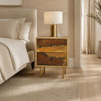 Stella Iron Two Drawer Bedside Table | Galaxy Rust Finish