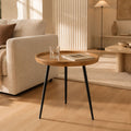 Lindsey Mango Wood Side Table with Black Metal Legs in Honey Finish