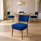 Hayes Blue Upholstered Polyester Dining Chair with Sturdy Rubberwood Frame (Set of 2)
