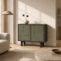 Moss Mango Wood Two Door Storage Cabinet in Walnut & Sage Green