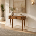 Sisal Scandinavian Mango Wood Console Table in Honey Finish