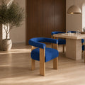 Harper Blue Velvet Upholstered Dining Chair with Rubberwood Legs