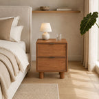 Aurelia Honey Mango Wood 2-Drawer Bedside Table